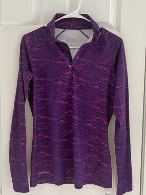 Nike Pro Combat Purple with Pink Streaks Quarter-Zip Top